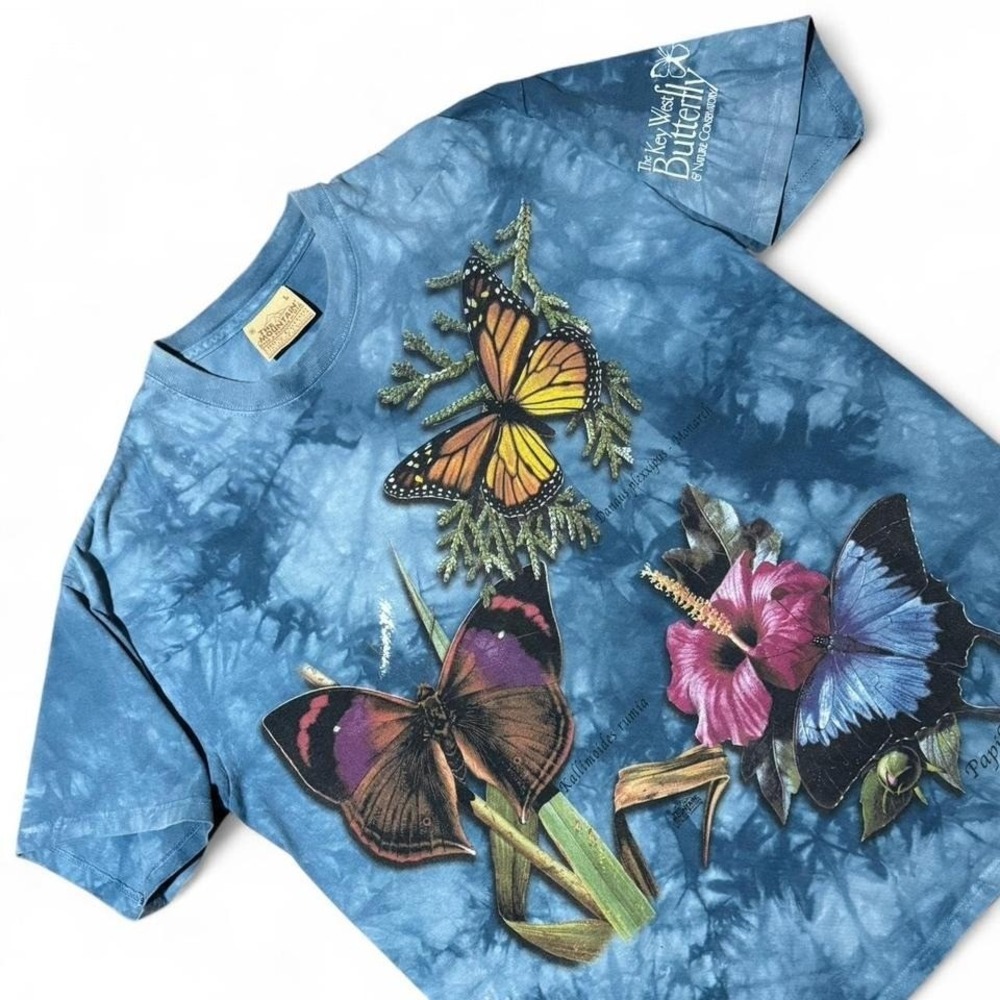 Vintage 90s The Mountain Tie-Dye Butterfly Graphic T-shirt Large 22x28 USA - Picture 2 of 8